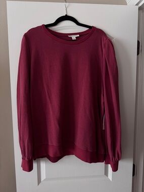 Treasure & Bond Berry Crewneck Sweater with Puff Sleeve